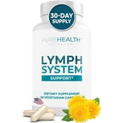PUREHEALTH RESEARCH Lymph System Support Supplement - Lymphatic Drainage Supplement with Dandelion Extract, Cleavers, Burdock Powder - Reduce Swelling and Cleanse Lymph