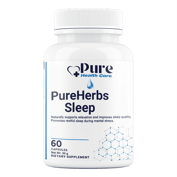 PureHerbs Sleep  Natural Sleep Aid with Valerian, Chamomile & Magnesium  Non-GMO, No Fillers, Vegan, Made in Canada  60 Capsules for Relaxation & Restful Sleep