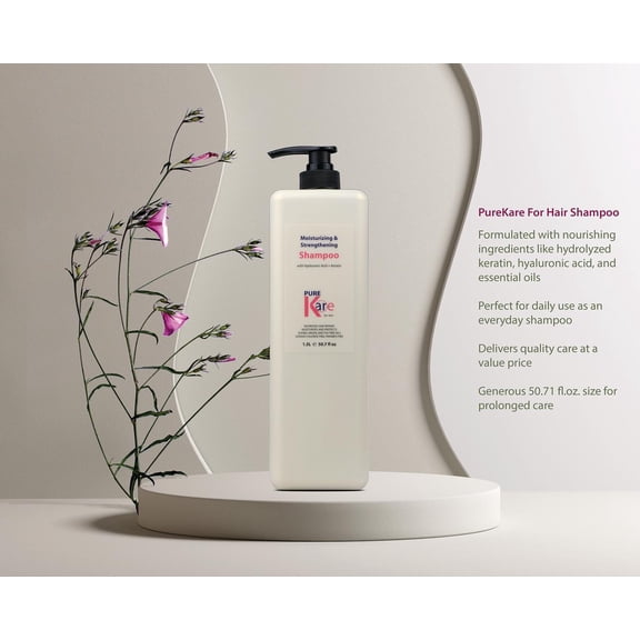 PureKare Moisturizing & Strengthening Shampoo 50.7 fl oz, Nourishing Daily Shampoo with Keratin, Hyaluronic Acid & Essential Oils, Value-Priced for Smooth & Healthy Hair