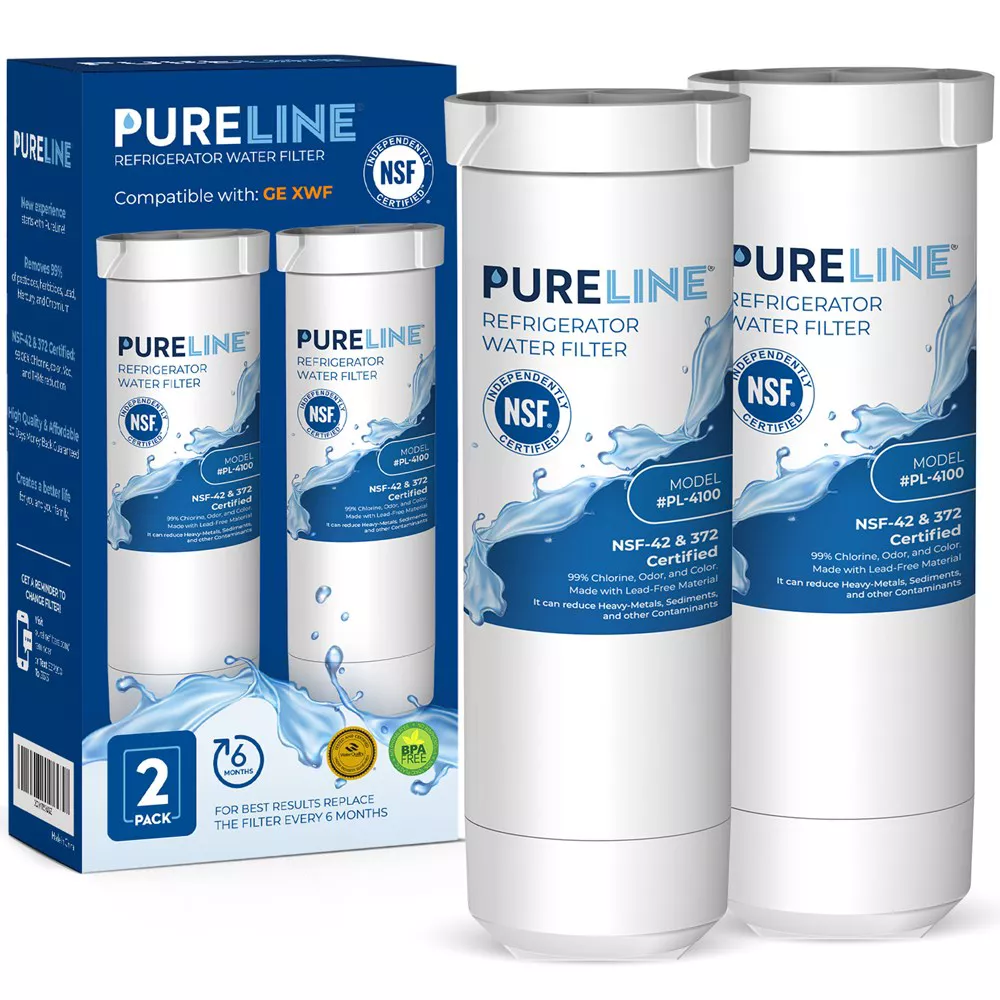 PureLine GE XWF Replacement Refrigerator Water Filter, Compatible with WR17X30702 (2 Pack)