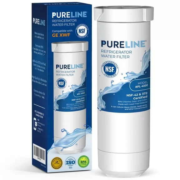 PureLine GE XWF Replacement Refrigerator Water Filter, Compatible with WR17X30702 Filters