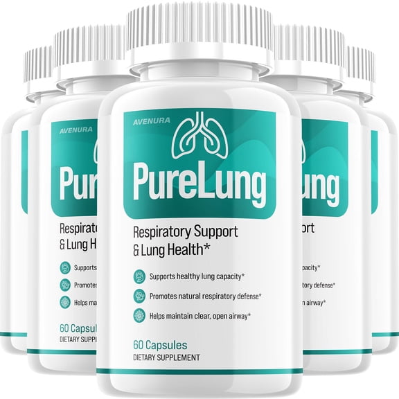 PureLung Capsules Pure Lung Natural Blend Daily Breathing Wellness Support, 5 Pack, 300 Capsules