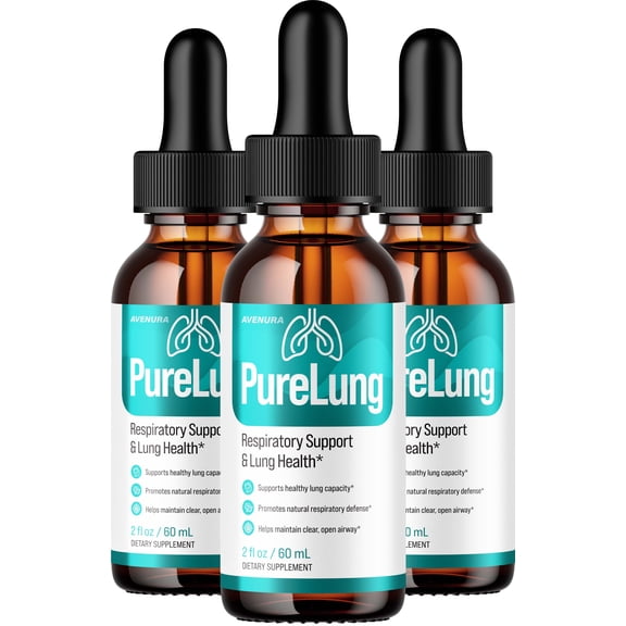 PureLung Liquid Drops Pure Lung Natural Blend Advanced Formula, 3 Pack, 3 Month Supply