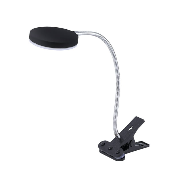 PureOptics LED Clamp On Desk Lamp with Metal Gooseneck