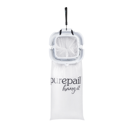 PurePail Hang It Odor-Trapping Diaper Disposal, White, Lavender Scent