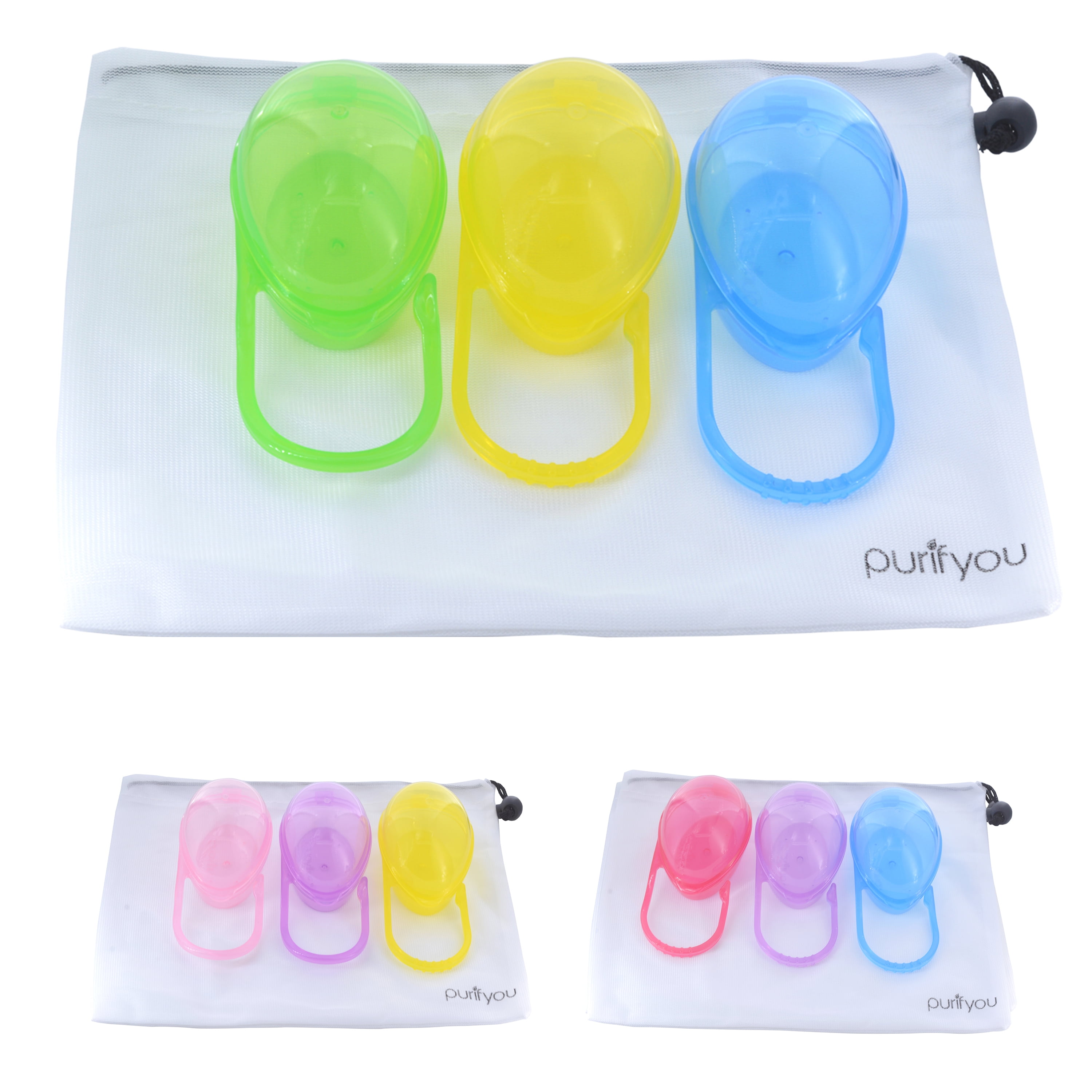 PurePouch BPAFree Nipple Shield Case & Pacifier Case, Set of 3, With
