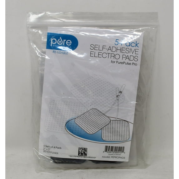 PurePulse Pro Massager Pads 5 Pack of 4 Square Self Adhesive