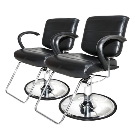 Chromium Professional Salon Chairs Kyler - 360 Degree Swivel Seat - 2 Pack, Black