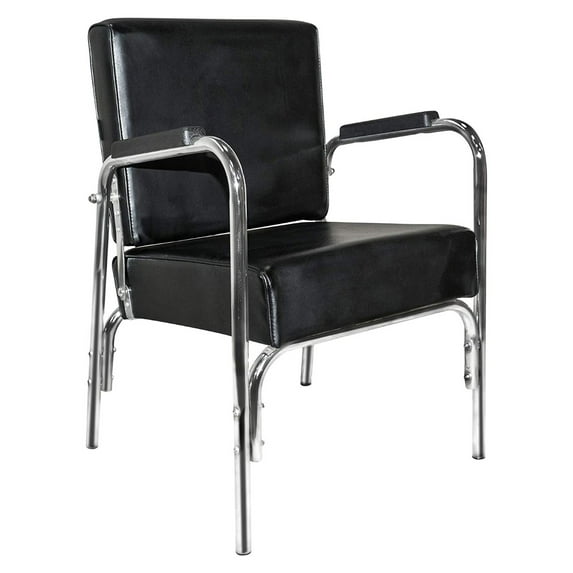 Open Box PureSana Chromium Professional Reclining Vinyl Shampoo Chair, Black