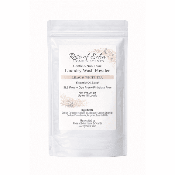 Laundry Wash Powder with Enzymes, Gentle formula, All Natural (Lilac and White Tea)