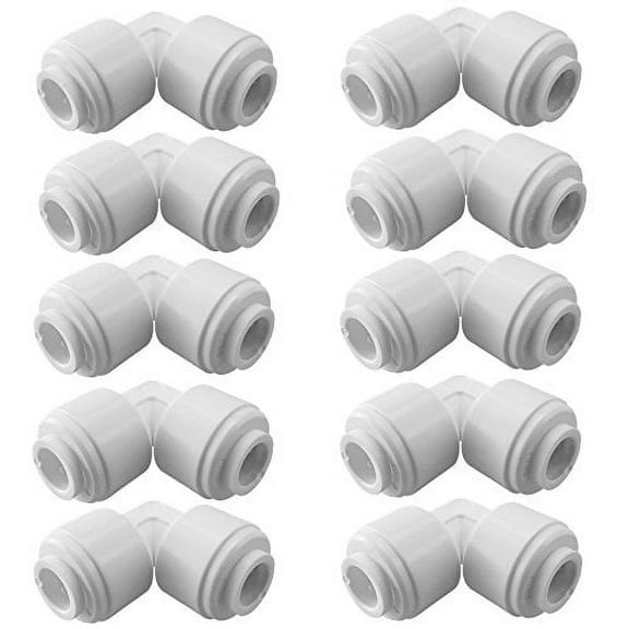 PureSec 1/4 RO Tubing Elbow Connector 90 degree 1/4 Water Line Fittings 1/4 Push to Connect Fittings for RO/DI Water Filter System/aquarium(Pack of 10)