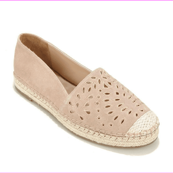 PureSole Rebecca Eyelet Espadrille Flat in Nude, 6.5M