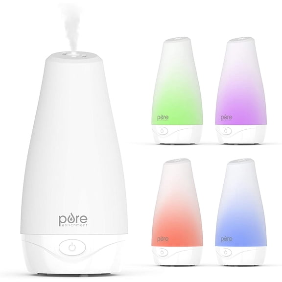PureSpa Essential Oil Diffuser - Compact Ultrasonic Aromatherapy Diffuser, Natural Air Deodorizer, 100ml Water Tank, and Optional Mood Light - Lasts Up to 7 Hours with Auto Shut-Off