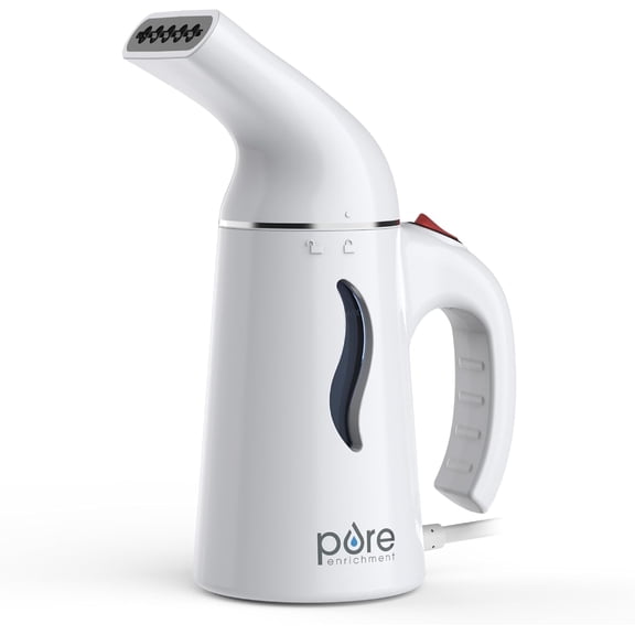 PureSteam Portable Fabric Steamer - Handheld Travel Garment Steamer Removes Wrinkles & is Safe on All Fabrics - Fast-Heating, Lightweight, Auto Safety Shut-Off, & Long Cord (White)