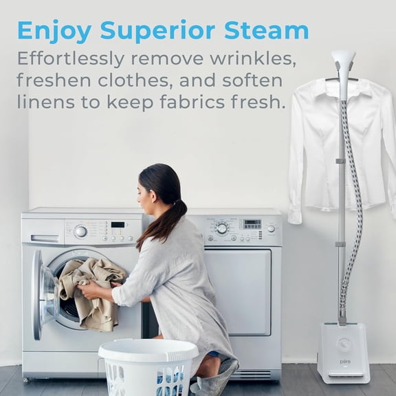 PureSteam Pro Upright Clothes Steamer - Professional Standing Garment Steamer & Foot Pedal - Half Gallon  with 1  of Steam at 4 Heat Levels that Heats in 45 Seconds