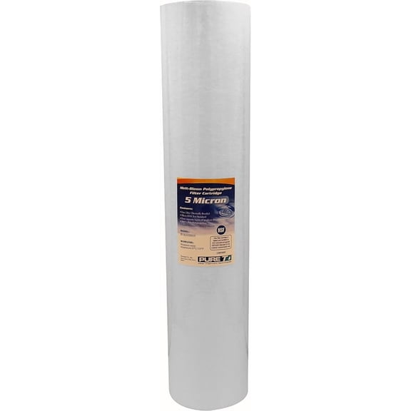 PureT BVB2000005 20x4.5" Water Sediment Filter - NSF Certified - Spun Poly Filter Removes Sediment and Other Organic Debris (5 u Micron Rated)