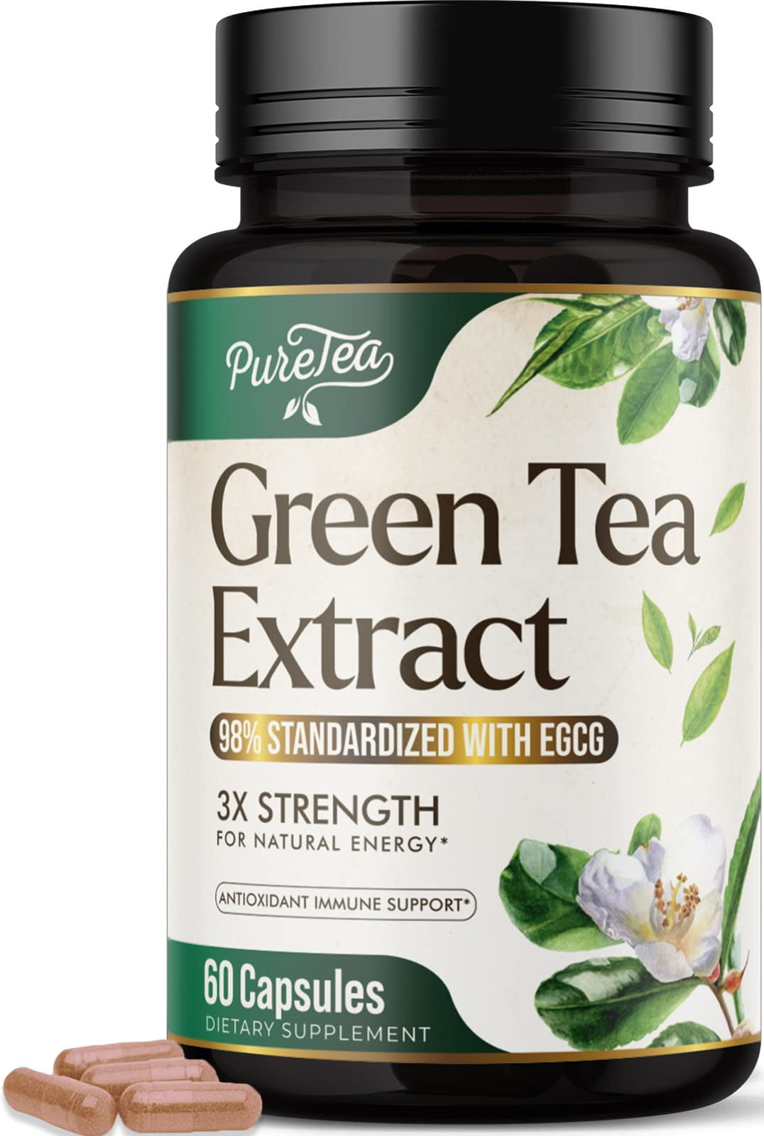 PureTea Green Tea Extract Pills 1000mg with EGCG 98 Standardized