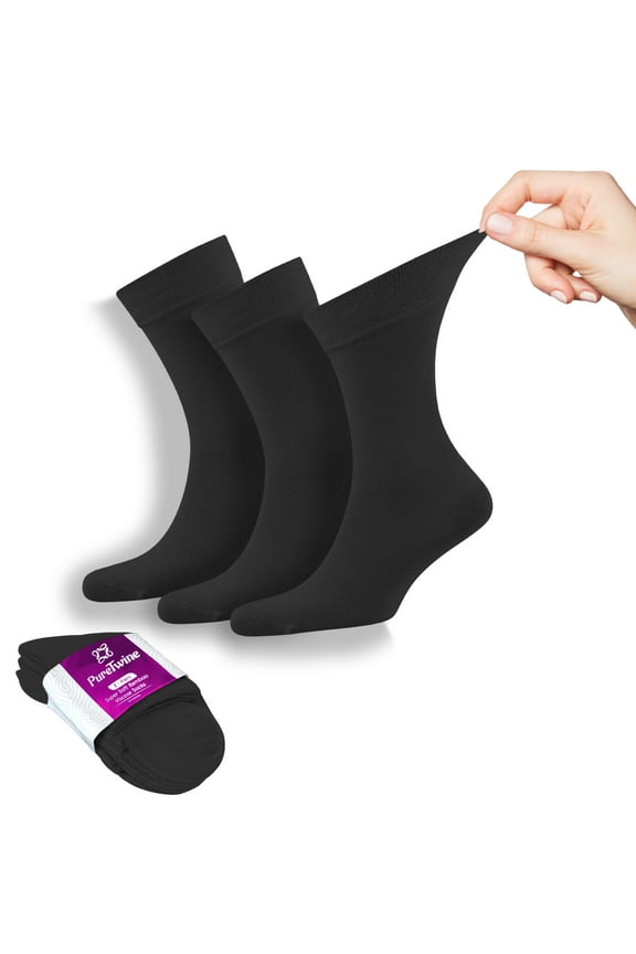 Crew Socks for Women Soft Breathable Non-Binding Socks Bamboo Viscose Moisture Wicking Womens Dress Socks 3-Pack