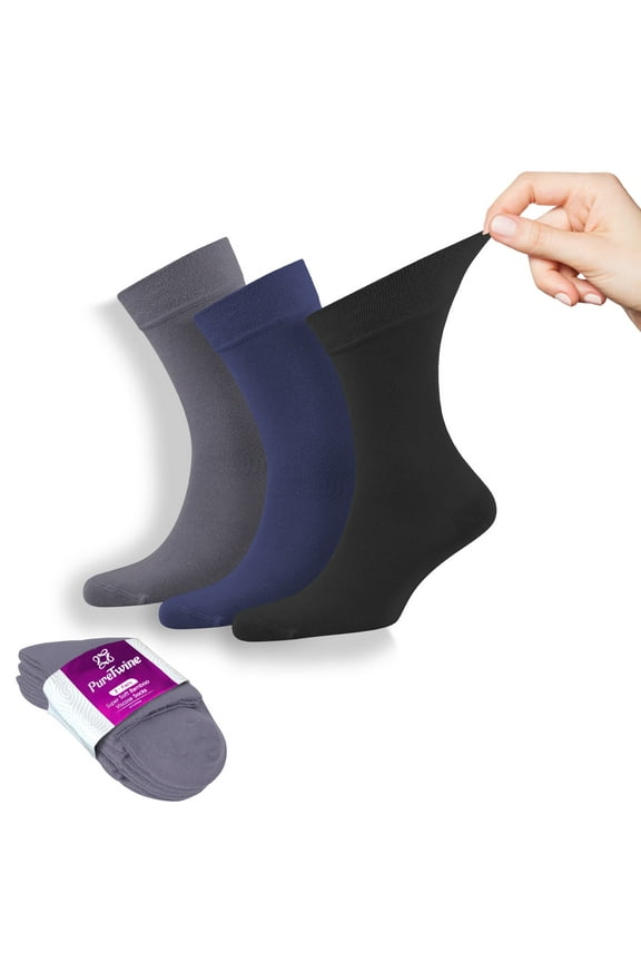 Crew Socks for Women Soft Breathable Non-Binding Socks Bamboo Viscose Moisture Wicking Womens Dress Socks 3-Pack