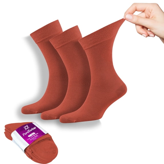 PureTwine Crew Socks for Women Soft Breathable Non-Binding Socks Bamboo Viscose Moisture Wicking Womens Dress Socks 3-Pack