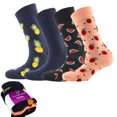thumbnail image 1 of PureTwine Crew Socks for Women | Soft Cotton Blend Moisture Wicking Womens Socks with Lovely Multicolour Patterns | 4 Pairs, 1 of 7