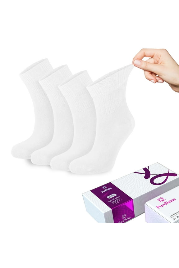 Diabetic Socks for Women 4-6-8 Pair Neuropathy Ankle Socks for Ladies Super Soft Thin Bamboo Viscose Material Durable with Seamless Toe and Non-Binding Loose&nbsp;Top&nbsp;4&nbsp;Seasons