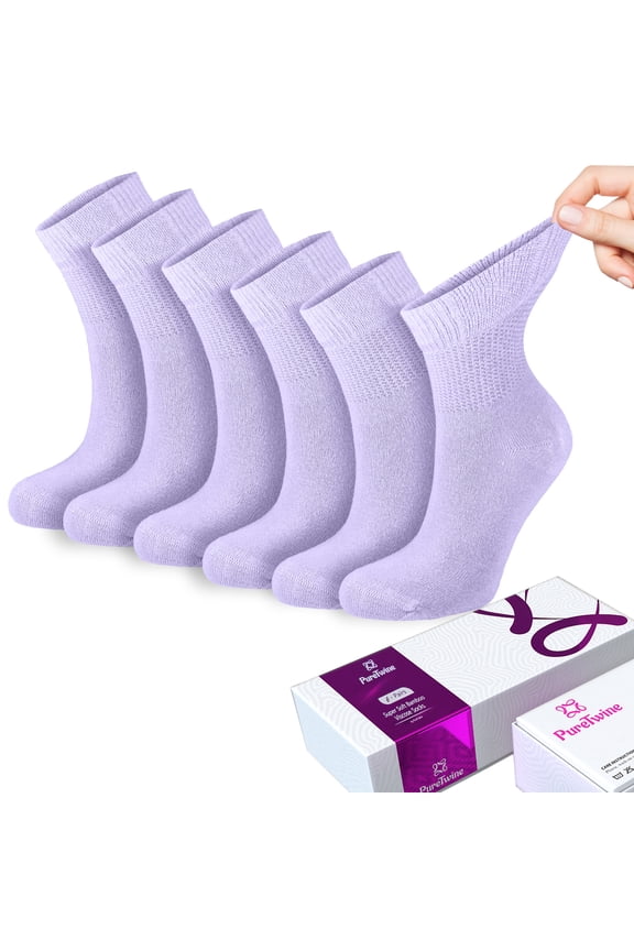Diabetic Socks for Women 4-6-8 Pair Neuropathy Ankle Socks for Ladies Super Soft Thin Bamboo Viscose Material Durable with Seamless Toe and Non-Binding Loose&nbsp;Top&nbsp;4&nbsp;Seasons