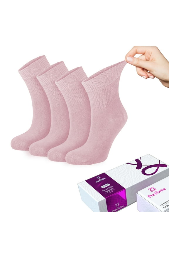 Diabetic Socks for Women 4-6-8 Pair Neuropathy Ankle Socks for Ladies Super Soft Thin Bamboo Viscose Material Durable with Seamless Toe and Non-Binding Loose&nbsp;Top&nbsp;4&nbsp;Seasons