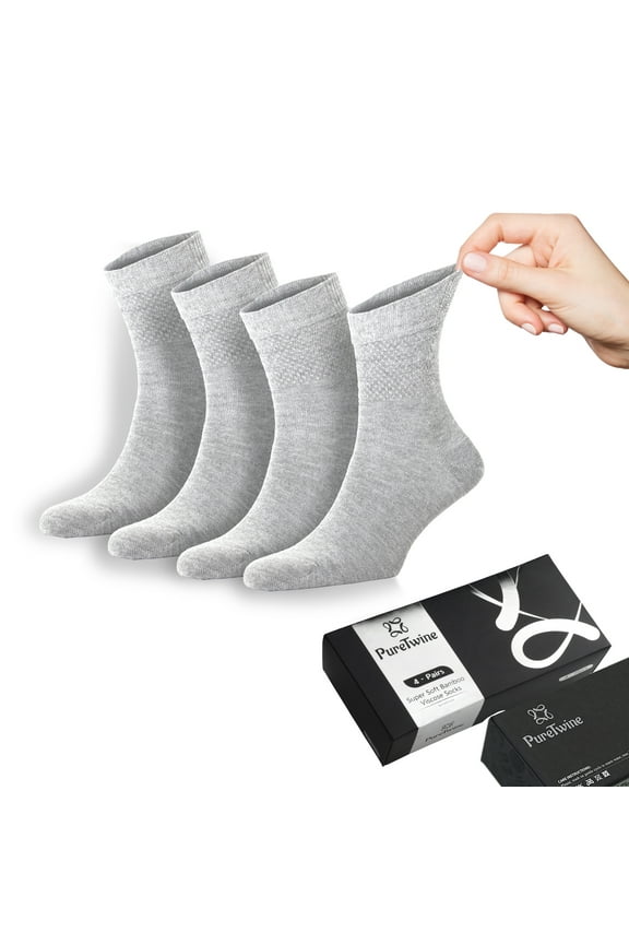 Diabetic Socks for Men | Soft Bamboo Viscose Breathable Non Binding Neuropathy Socks for Men | Size 8-12 Pack of 4