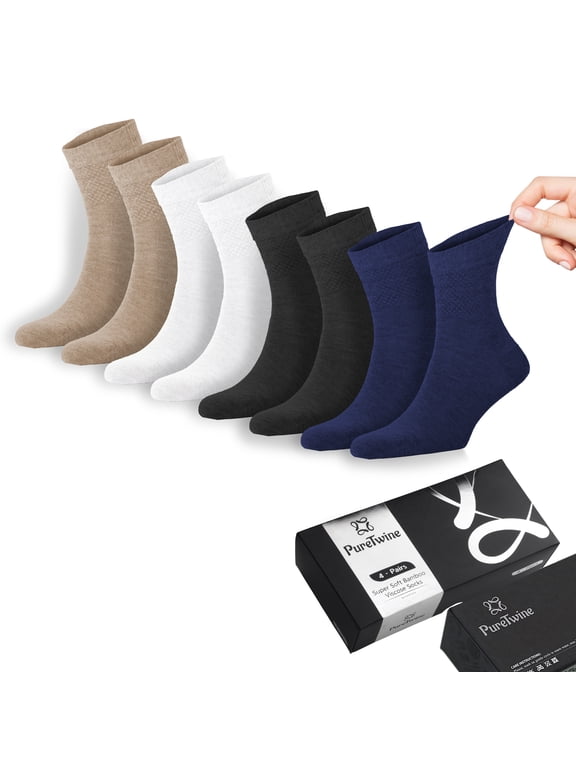 Diabetic Socks for Men | Soft Bamboo Viscose Breathable Non Binding Neuropathy Socks for Men | Size 8-12 Pack of 8