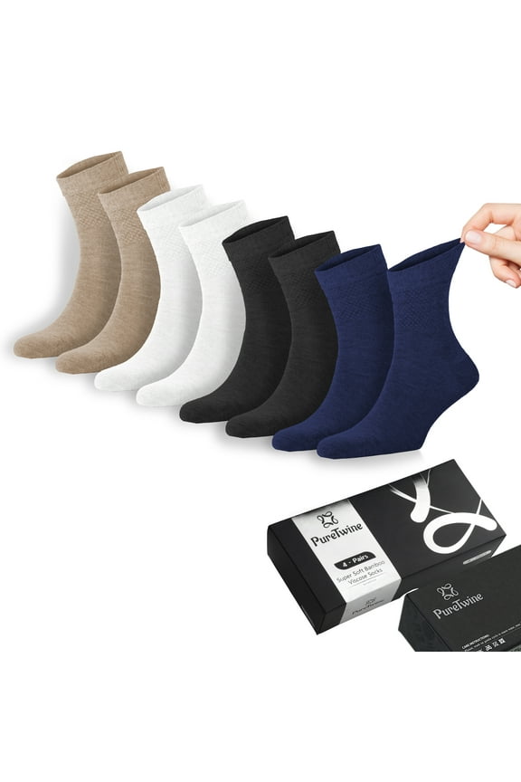 Diabetic Socks for Men | Soft Bamboo Viscose Breathable Non Binding Neuropathy Socks for Men | Size 8-12 Pack of 8