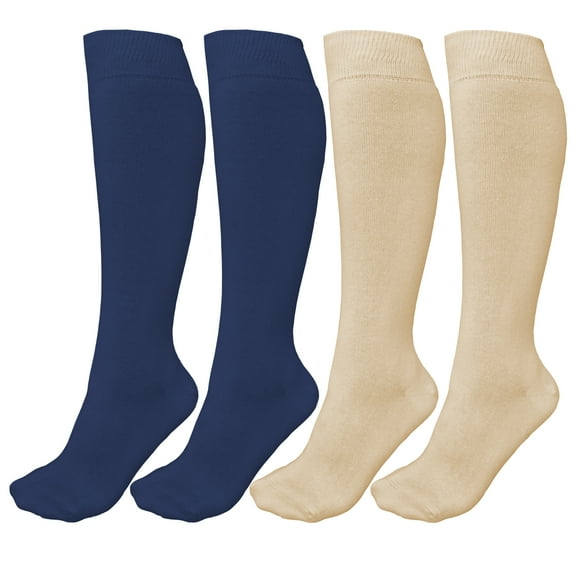 PureTwine Knee High Socks for Women Comfort Seam Soft Combed Cotton Blend Long Dress Socks for Women Athletic Socks 4 Pairs