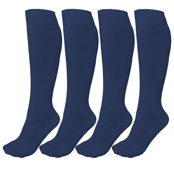 PureTwine Knee High Socks for Women Comfort Seam Soft Combed Cotton Blend Long Dress Socks for Women Athletic Socks 4 Pairs