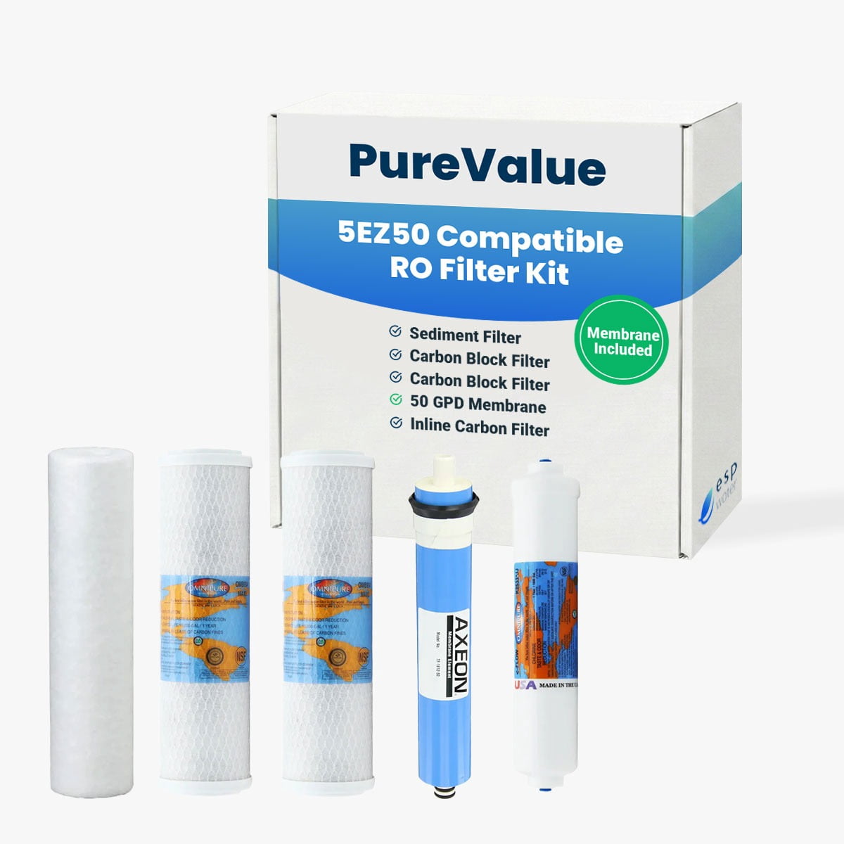 ESP Water Products Under-Sink Water Filters Multi Filter 5-Stage Replacement Pure Value Water Filters for Pure Value 5EZ50