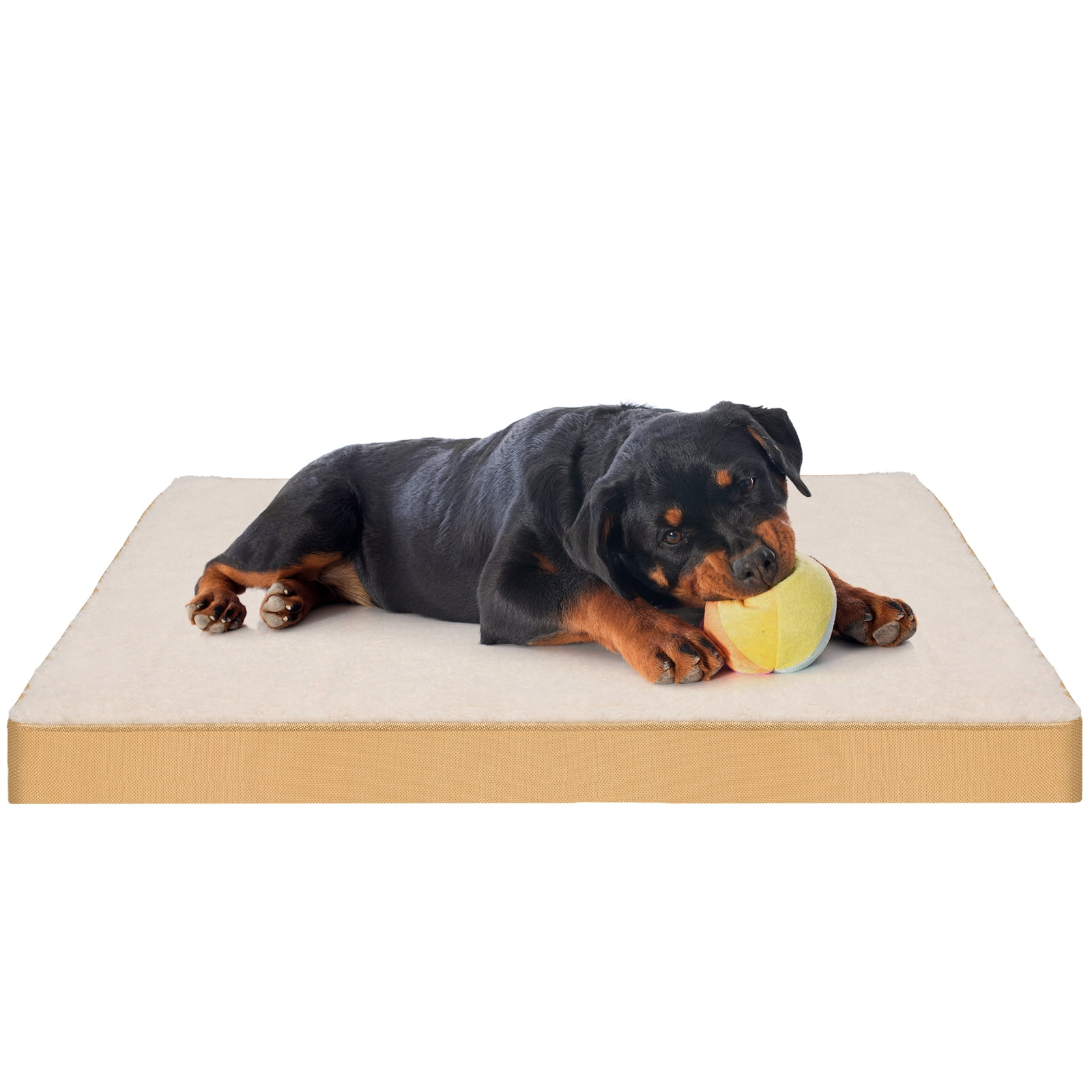 PureWags Orthopedic Dog Bed, Reversible Egg Crate Foam Pet Bed with Removable Washable Cover for Small, Medium and Large Dogs, Yellow