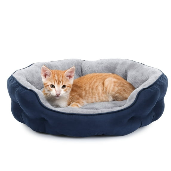 PureWags Small Dog Bed, Round Cat Bed Washable for Indoor Cats, Non-Slip Base and Removable Cushion, Pet Bed for Puppy and Kitten, 20 Inches