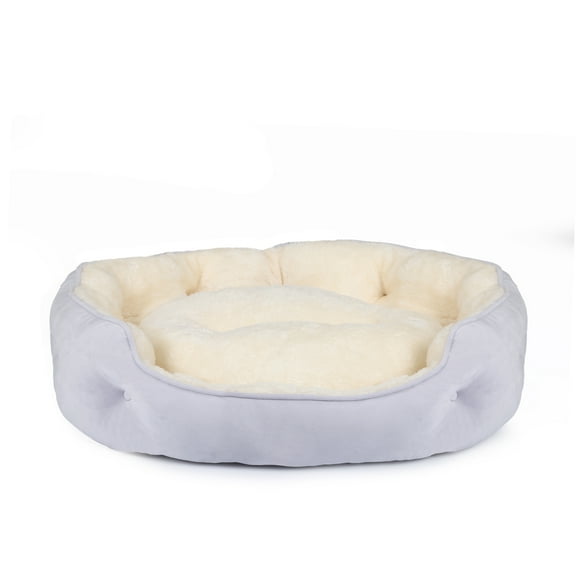 PureWags Small Dog Bed, Round Cat Bed Washable for Indoor Cats, Non-Slip Base and Removable Cushion, Pet Bed for Puppy and Kitten, 20 Inches