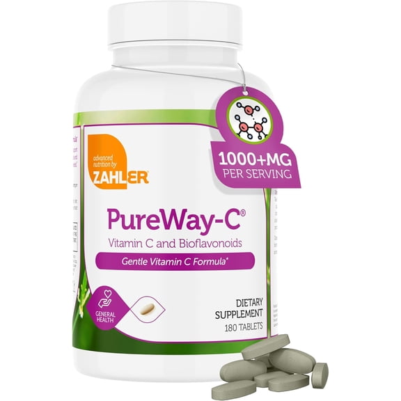 PureWay-C, Vitmain C and Bioflavonoids, 1,000+ mg, 180 Tablets, Zahler