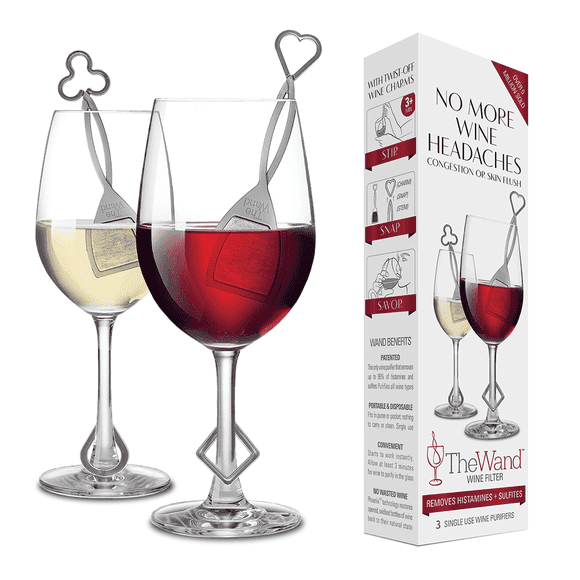 PureWine Wand Technology Histamine and Sulfite Filter, Purifier Alleviates Wine Allergies, Stir Stick Aerates Wine, from Grand Fusion.