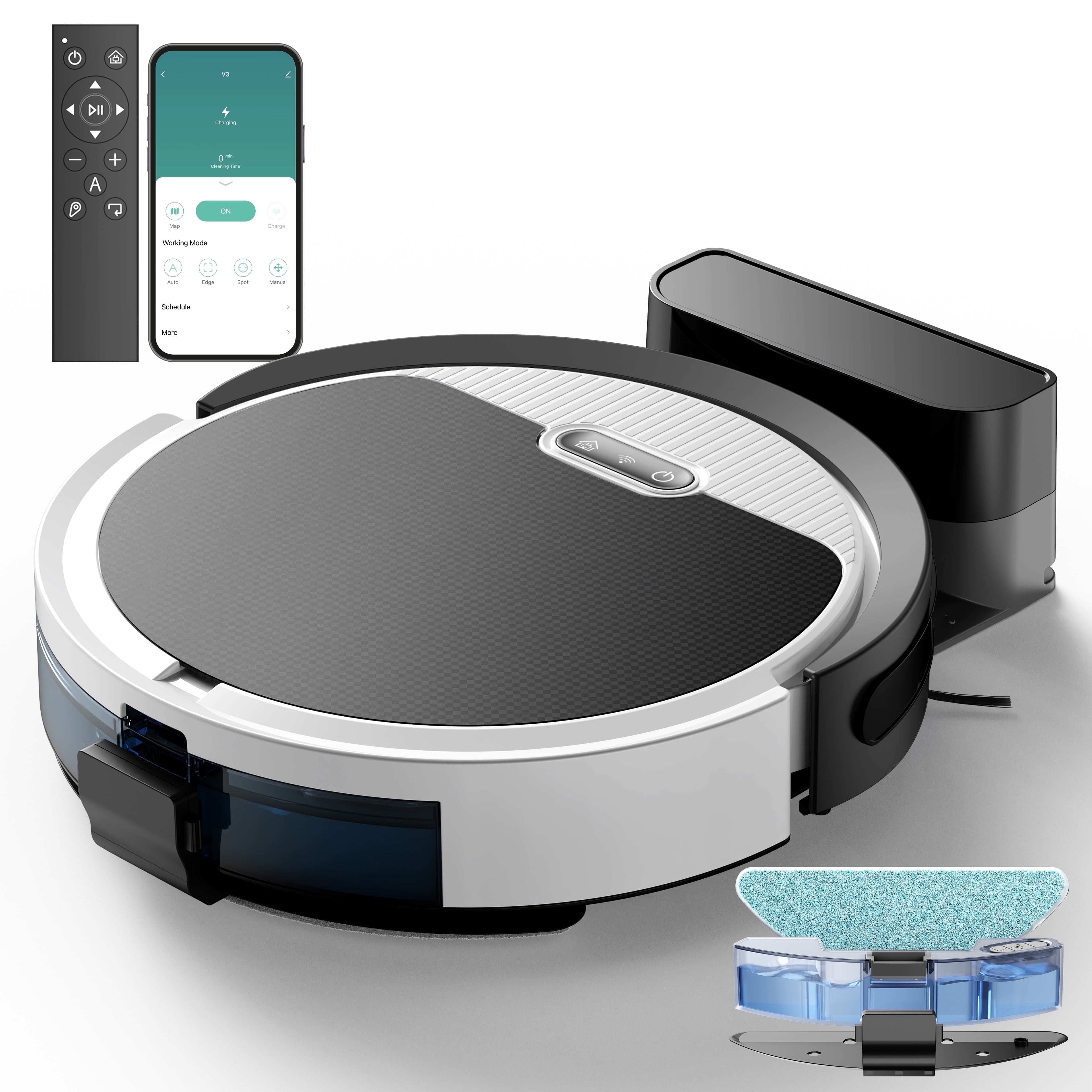 Robot Vacuum Cleaner, Automatic Charging, Smart Control, Wet and Dry,  Powerful Suction, for Pet Hair, Debris, Hard Floors and Low Carpets