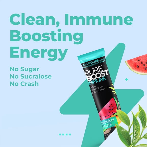 Pureboost Immune Clean Energy Drink Mix, Tropical Spark, Sugar-Free (30 Count)