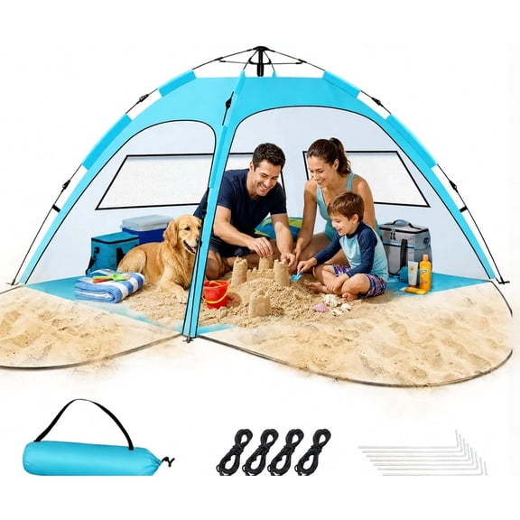 Purebox Portable Beach Tent with 2 Doors, UPF 50+ Instant Sunshade for 3-4 Person, with Carry Bag