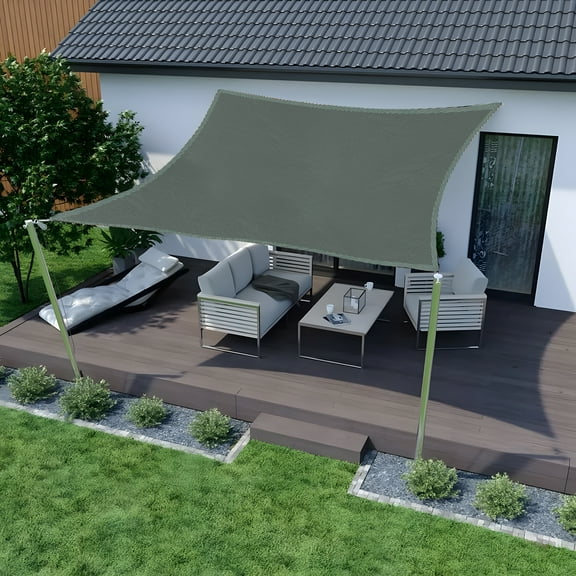 Purebox 12x12 Waterproof Rectangle Sun Shade Sail, UV Block Canopy, Sandstone Gray for Patio and Garden