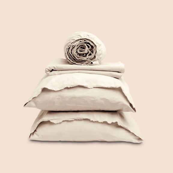 Purecare Dr. Weil Garment Washed Percale Sheets Ecru In Size Queen