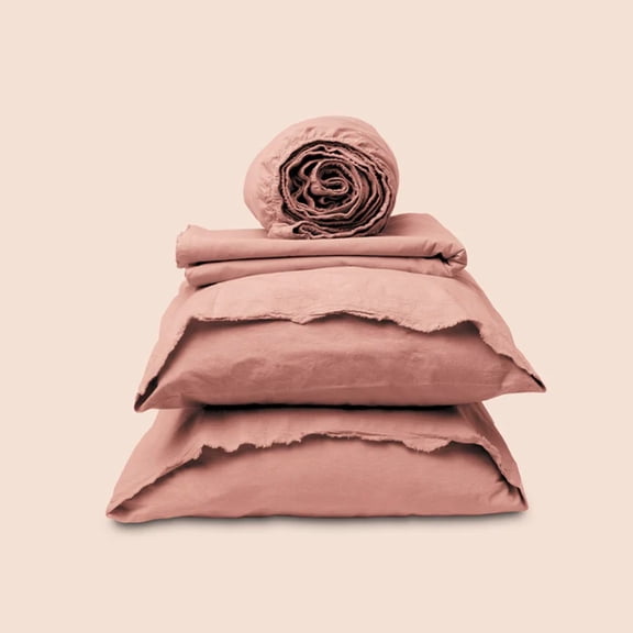 Purecare Dr. Weil Garment Washed Percale Sheets Pink Sandstone In Size Queen