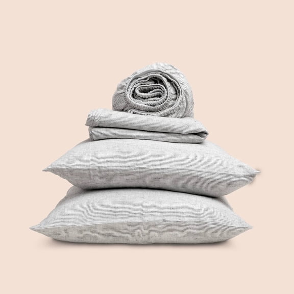 Purecare Dr. Weil Relaxed Hemp Sheets Pinstripe Grey In Size Twin Xl