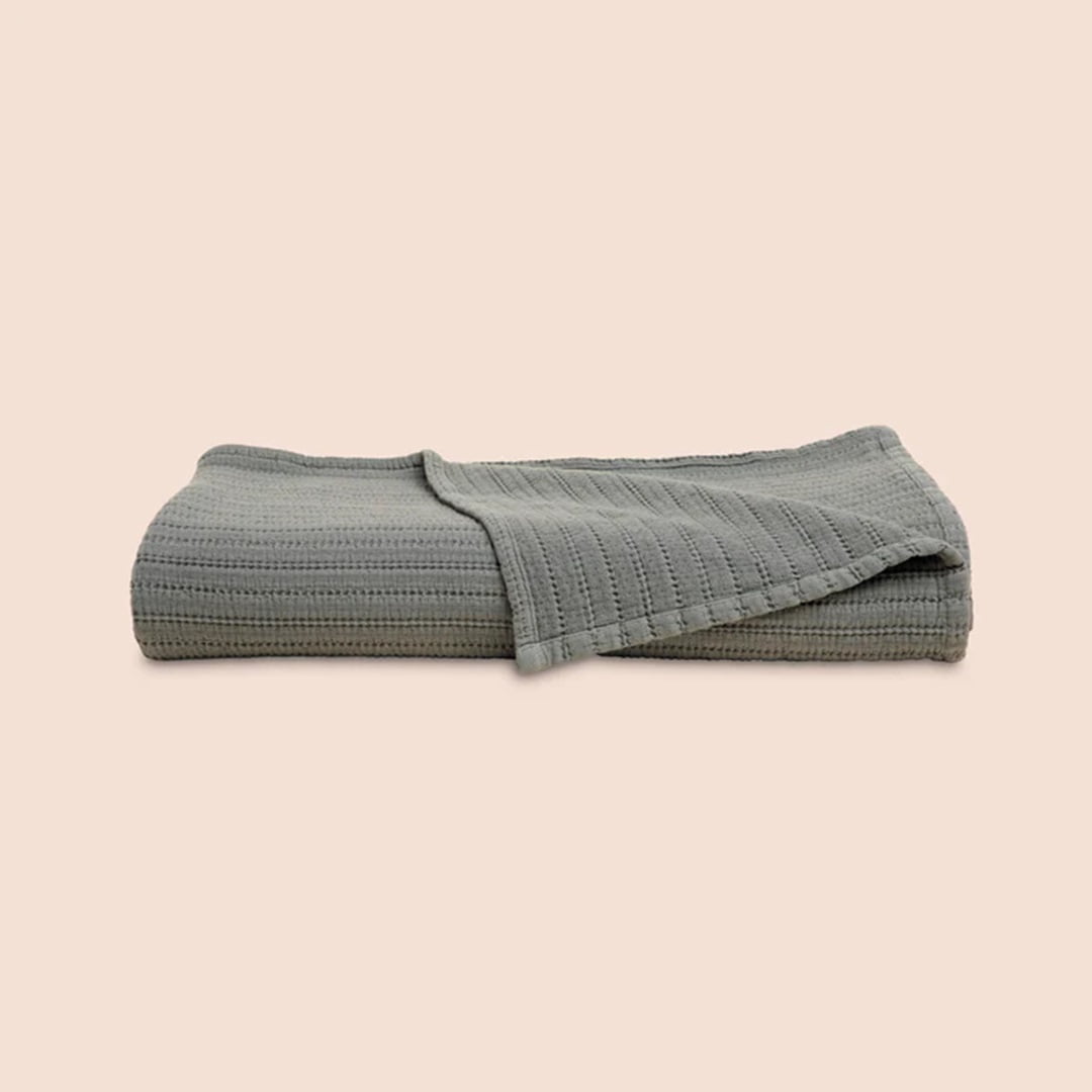 Agave Green 100% Cotton Textured Queen Coverlet