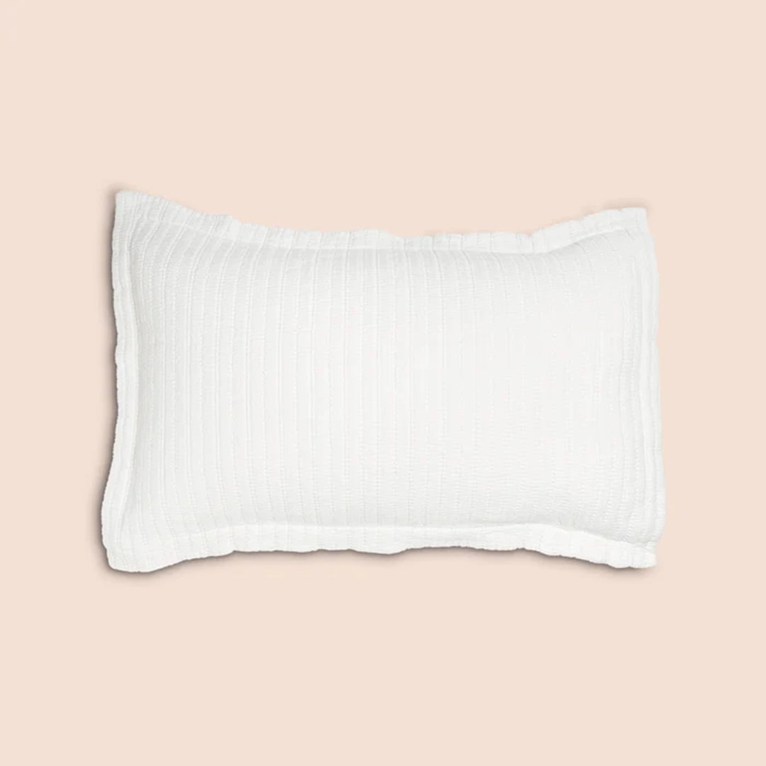 White Cotton Ridgeback Queen Pillow Sham
