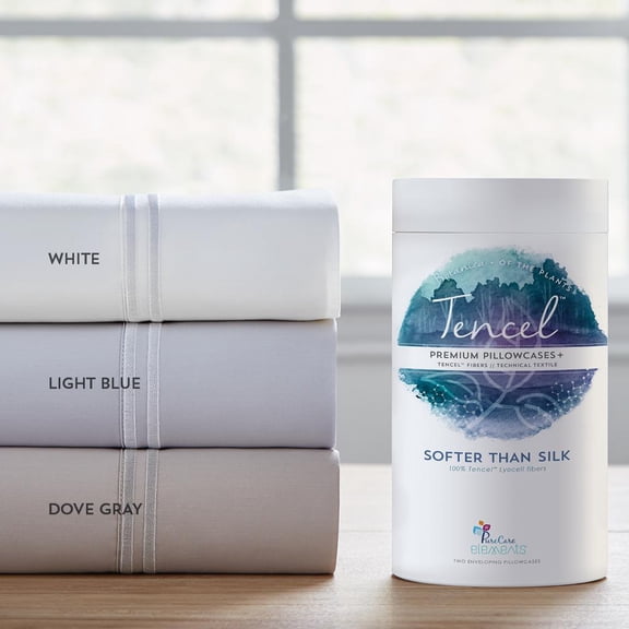 PureCare Premium Tencel Pillowcases King, Dove Grey