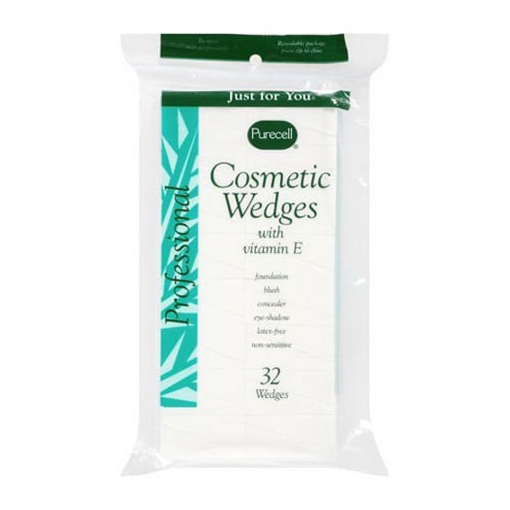 Purecell Professional Cosmetic Wedges with Vitamin E, 32 Ea